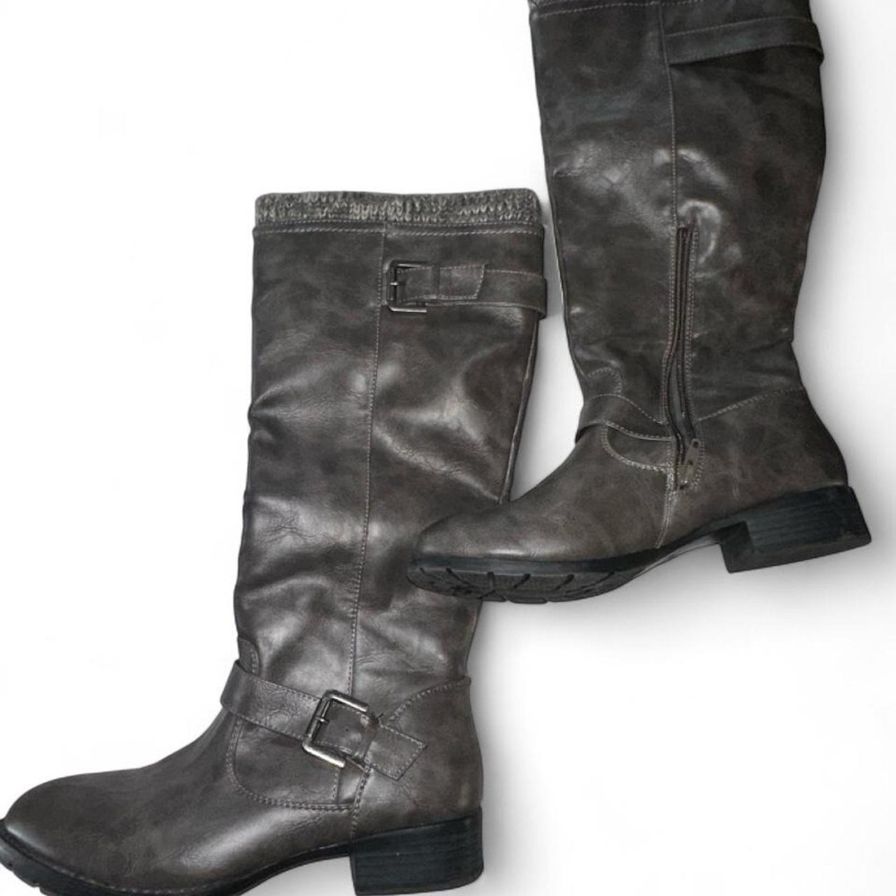 Dream Pairs Grey Wide Calf Faux